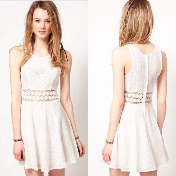 Free People | Dresses | Free People Daisy Lace Fit And Flare Ivory Dress |  Poshmark